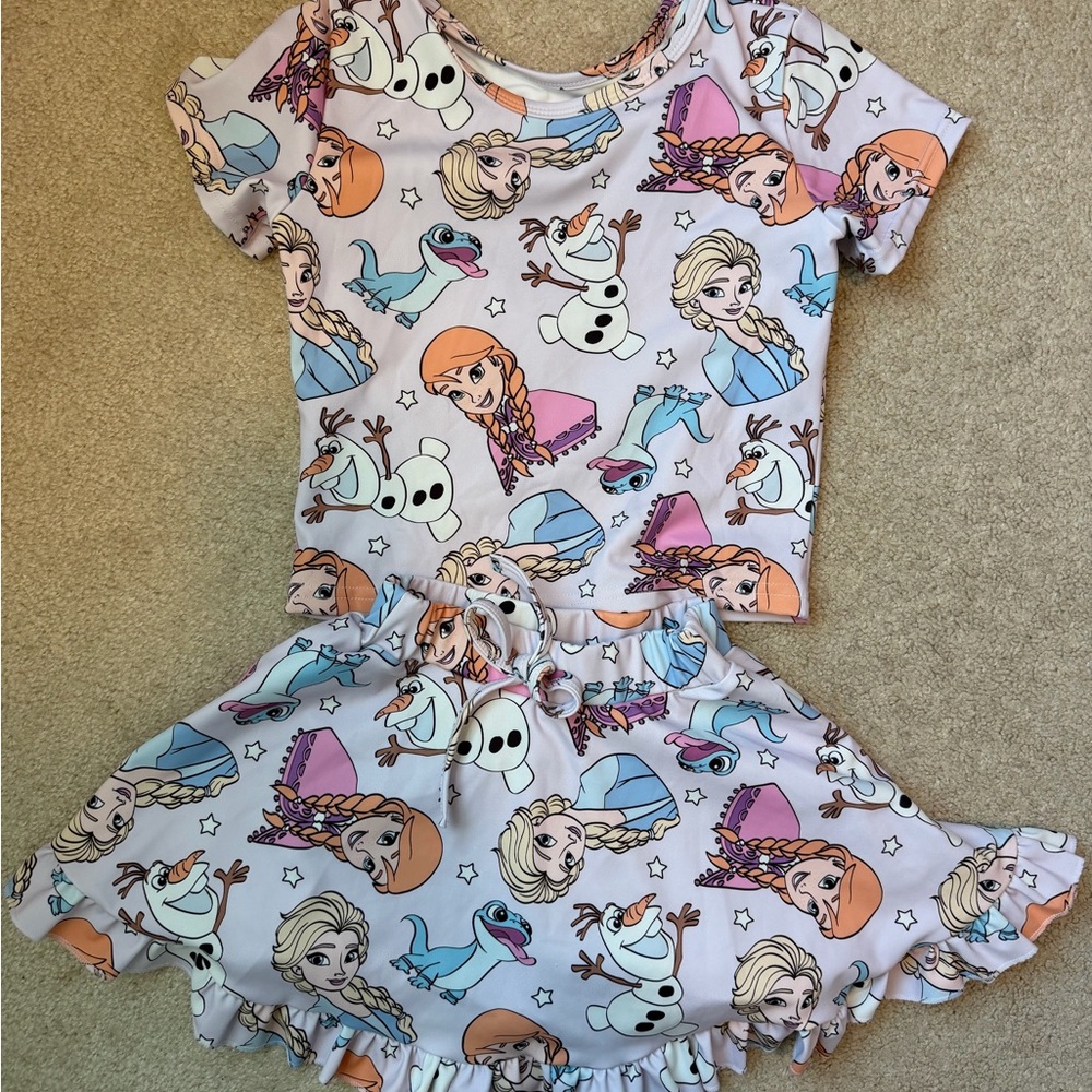 Disney Girls Purple Character Print Matching Set - Top & Skort